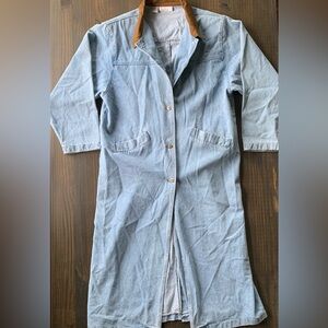 Women's Denim Coat with Brown Collar
